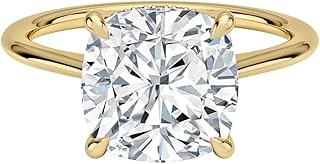 2-4 CT Engagement Rings for Women | Hidden Halo Wedding Bridal Rings Sets | IGI Certified Lab Grown Diamond Cushion Cut VVS1-2 10K/14K/18K Solid Rose/White/Yellow Gold | Anniversary Christmas Gift For Her (E-F Color)
