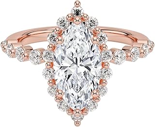 1-5 Carat Marquise Cut Lab Grown Diamond Marseille Halo | 10K/14K/18K Solid Gold Engagement Anniversary Wedding Band Ring For Women | IGI CERTIFIED E-F Color, VVS2 Clarity