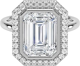 0.50–5.00 Carat Emerald Cut IGI Certified Lab Grown Diamond Engagement Ring, Asscher Cut Halo Design, E–F Color VVS2 Clarity, 10K 14K 18K Solid Gold, Luxury Statement Ring for Women