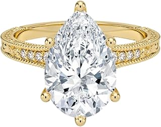 1–5 Carat Lab Grown Diamond Ring VVS2 10K 14K 18K Solid Gold & 925 Sterling Silver Engagement Ring Halo Engraved Wedding Bridal Anniversary Christmas Gift for Women(IGI Certified)