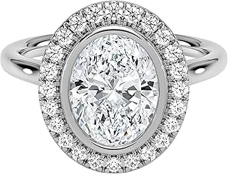 0.50–5.00 Carat Oval Cut IGI Certified Lab Grown Diamond Engagement Ring, Halo Design, E–F Color VVS2 Clarity, 10K 14K 18K Solid Gold, Luxury Statement Ring for Women