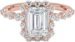 1-5 Carat Emerald Cut Lab Grown Diamond Marseille Halo | 10K/14K/18K Solid Gold Engagement Anniversary Wedding Band Ring For Women | IGI CERTIFIED E-F Color, VVS2 Clarity