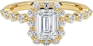 1-5 Carat Emerald Cut Lab Grown Diamond Marseille Halo | 10K/14K/18K Solid Gold Engagement Anniversary Wedding Band Ring For Women | IGI CERTIFIED E-F Color, VVS2 Clarity