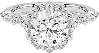 1-5 Carat Round Cut Lab Grown Diamond Marseille Halo | 10K/14K/18K Solid Gold Engagement Anniversary Wedding Band Ring For Women | IGI CERTIFIED E-F Color, VVS2 Clarity