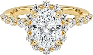 1-5 Carat Oval Cut Lab Grown Diamond Marseille Halo | 10K/14K/18K Solid Gold Engagement Anniversary Wedding Band Ring For Women | IGI CERTIFIED E-F Color, VVS2 Clarity