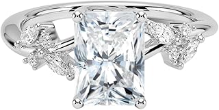 1-5 Carat IGI CERTIFIED Radiant Cut Lab Grown Diamond Ring 10K 14K 18K Solid Gold Nature Inspired Lab Grown Diamond Engagement Ring Christmas Gift For Women (Color:E-F, Clarity: VVS2)