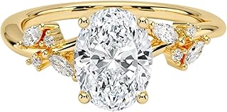 1-5 Carat IGI CERTIFIED Oval Cut Lab Grown Diamond Ring 10K 14K 18K Solid Gold Nature Inspired Lab Grown Diamond Engagement Ring Christmas Gift For Women (Color:E-F, Clarity: VVS2)