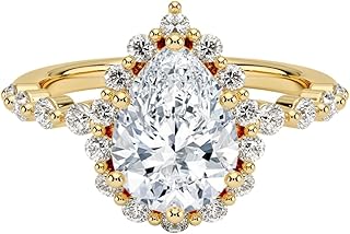 1-5 Carat Pear Cut Lab Grown Diamond Marseille Halo | 10K/14K/18K Solid Gold Engagement Anniversary Wedding Band Ring For Women | IGI CERTIFIED E-F Color, VVS2 Clarity