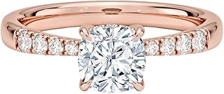1-5 Carat Cushion Cut Lab Grown Diamond Bella Hidden Halo | 10k/14k/18k Solid Gold Engagement Anniversary Wedding Band Ring For Women | Igi Certified E-F Color, Vvs2 Clarity