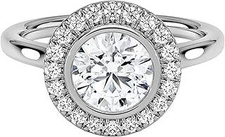 0.50–5.00 Carat Round Cut IGI Certified Lab Grown Diamond Engagement Ring, Halo Design, E–F Color VVS2 Clarity, 10K 14K 18K Solid Gold, Luxury Statement Ring for Women