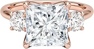 1-5 Carat Princess Cut Lab Grown Diamond Elodie Perfect Fit Three Stone | 10k/14k/18k Solid Gold Engagement Anniversary Wedding Band Ring For Women | Igi Certified E-F Color, Vvs2 Clarity