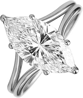 DEWBERRY Real 14k White Gold Engagement Ring 1.75 Carats Marquise Cut Lab Grown Diamond Solitaire Rings For Women, Wedding Ring Prong Set IGI Certified Diamond (F-G Color VS Clarity)_Size 4.5