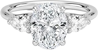1-5 Ct IGI Certified Lab Grown Diamond Ring for Women, 10K 14K 18K Solid Gold Trellis Three Stone Pear Lab Grown Diamond Engagement Ring Christmas Gift For Women (Color:E-F, Clarity:VVS2)