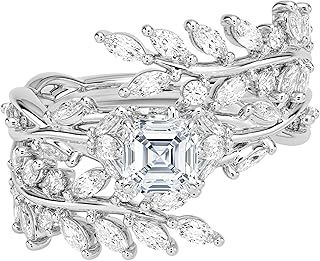 0.50 CT IGI Certified Lab Grown Diamond Engagement Ring, Custom Cut (Asscher/Cushion/Emerald/Marquise/Oval/Pear/Princess/Radiant/Round), E–F Color VVS2 Clarity, Nature Inspired Leaf Design, 10K 14K 18K Solid Gold Ring for Women