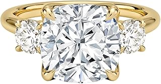 1-5 Carat Cushion Cut Lab Grown Diamond Elodie Perfect Fit Three Stone | 10k/14k/18k Solid Gold Engagement Anniversary Wedding Band Ring For Women | Igi Certified E-F Color, Vvs2 Clarity