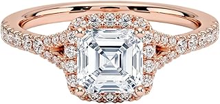 1-3 CT Asscher Cut IGI Certified Lab Grown Diamond Ring 10K 14K 18K Solid Gold Halo Half Coverage Lab Grown Diamond Engagement Ring Christmas gift for Women (E-F Color, VVS2 Clarity)