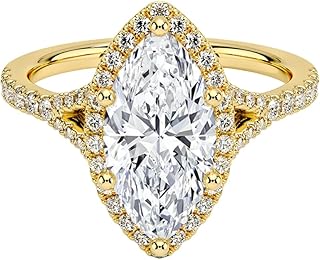 1-3 CT Marquise Cut IGI Certified Lab Grown Diamond Ring 10K 14K 18K Solid Gold Halo Half Coverage Lab Grown Diamond Engagement Ring Christmas gift for Women (E-F Color, VVS2 Clarity)
