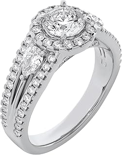 DEWBERRY 5.50 CT IGI Certified Lab Grown Diamond Round Cut Halo Engagement Ring for Womens | Side Accent Diamond Ring | Solid 14K White Gold Anniversary Promise Ring (F-G Color VS Clarity)_Size 4