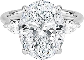 5 Ct IGI Certified Lab Grown Diamond Ring for Women 10K 14K 18K Solid Gold Trellis Three Stone Pear Lab Grown Diamond Engagement Ring Christmas Gift For Her (Clarity:VVS2, Color:E-F)