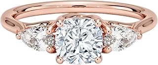 1 Ct IGI Certified Lab Grown Diamond Ring for Women 925 Sterling Silver & 10K 14K 18K Solid Gold Trellis Three Stone Pear Lab Grown Diamond Engagement Ring Christmas Gift For Her (Clarity:VVS2, Color:E-F)