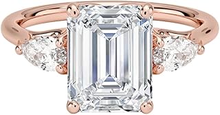 2 Ct IGI Certified Lab Grown Diamond Ring for Women 10K 14K 18K Solid Gold Trellis Three Stone Pear Lab Grown Diamond Engagement Ring Christmas Gift For Her (Clarity:VVS2, Color:E-F)