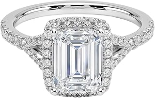 1-3 CT Emerald Cut IGI Certified Lab Grown Diamond Ring 10K 14K 18K Solid Gold Halo Half Coverage Lab Grown Diamond Engagement Ring Christmas gift for Women (E-F Color, VVS2 Clarity)