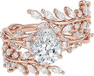 2.00 CT IGI Certified Lab Grown Diamond Engagement Ring, Custom Cut (Asscher/Cushion/Emerald/Marquise/Oval/Pear/Princess/Radiant/Round), E–F Color VVS2 Clarity, Nature Inspired Leaf Design, 10K 14K 18K Solid Gold Ring for Women