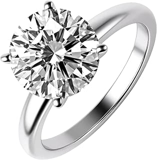 DEWBERRY Real 14k White Gold Engagement Ring 2.50 Carats Round Cut Lab Grown Diamond Solitaire Rings For Women, Wedding Ring Prong Set IGI Certified Diamond (F-G Color VS Clarity)_Size 4