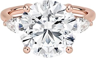 1-5 Carat IGI CERTIFIED Round Cut Lab Grown Diamond Ring 10K 14K 18K Solid Gold Trellis Three Stone Pear Lab Grown Diamond Engagement Ring Christmas Gift For Women (Color:E-F, Clarity: VVS2)