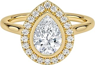 0.50–5.00 Carat Pear Cut IGI Certified Lab Grown Diamond Engagement Ring, Halo Design, E–F Color VVS2 Clarity, 10K 14K 18K Solid Gold, Luxury Statement Ring for Women