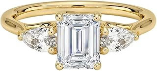 1 Ct IGI Certified Lab Grown Diamond Ring for Women 925 Sterling Silver & 10K 14K 18K Solid Gold Trellis Three Stone Pear Lab Grown Diamond Engagement Ring Christmas Gift For Her (Clarity:VVS2, Color:E-F)