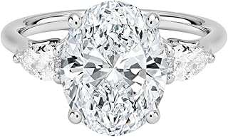 3 Ct IGI Certified Lab Grown Diamond Ring for Women 10K 14K 18K Solid Gold Trellis Three Stone Pear Lab Grown Diamond Engagement Ring Christmas Gift For Her (Clarity:VVS2, Color:E-F)