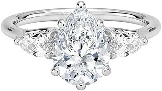 1-5 Carat IGI CERTIFIED Pear Cut Lab Grown Diamond Ring 10K 14K 18K Solid Gold Trellis Three Stone Pear Lab Grown Diamond Engagement Ring Christmas Gift For Women (Color:E-F, Clarity: VVS2)