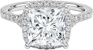 1-3 CT Princess Cut IGI Certified Lab Grown Diamond Ring 10K 14K 18K Solid Gold Halo Half Coverage Lab Grown Diamond Engagement Ring Christmas gift for Women (E-F Color, VVS2 Clarity)