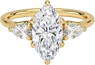 1-5 Carat IGI CERTIFIED Marquise Cut Lab Grown Diamond Ring 10K 14K 18K Solid Gold Trellis Three Stone Pear Lab Grown Diamond Engagement Ring Christmas Gift For Women (Color:E-F, Clarity: VVS2)