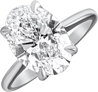 DEWBERRY 14K Solid White Gold Diamond 7.00 Lab Grown Solitaire Oval Cut IGI CERTIFIED Diamond Engagement Ring for Women Prong Wedding Anniversary Gold Ring (F-G Color VS Clarity)_Size 6