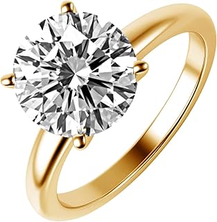DEWBERRY Real 14k Yellow Gold Engagement Ring 2.50 Carats Round Cut Lab Grown Diamond Solitaire Rings For Women, Wedding Ring Prong Set IGI Certified Diamond (F-G Color VS Clarity)_Size 8.5
