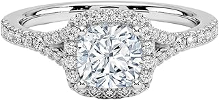 1-3 CT Cushion Cut IGI Certified Lab Grown Diamond Ring 10K 14K 18K Solid Gold Halo Half Coverage Lab Grown Diamond Engagement Ring Christmas gift for Women (E-F Color, VVS2 Clarity)