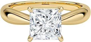 0.5-5 CT Princess Cut IGI Certified Lab Grown Diamond Ring 10K 14K 18K Solid Gold Thea Tapered Solitaire Lab Grown Diamond Engagement Ring Christmas gift for Women (E-F Color, VVS2 Clarity)