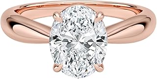 0.5-5 CT Oval Cut IGI Certified Lab Grown Diamond Ring 10K 14K 18K Solid Gold Thea Tapered Solitaire Lab Grown Diamond Engagement Ring Christmas gift for Women (E-F Color, VVS2 Clarity)