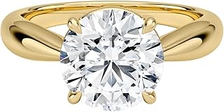 0.5-5 CT Round Cut IGI Certified Lab Grown Diamond Ring 10K 14K 18K Solid Gold Thea Tapered Solitaire Lab Grown Diamond Engagement Ring Christmas gift for Women (E-F Color, VVS2 Clarity)