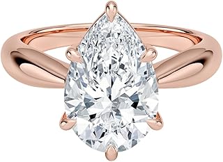 3 Ct IGI Certified Lab Grown Diamond Ring 10K 14K 18K Solid Gold Thea Tapered Solitaire Lab Grown Diamond Engagement Ring (E-F Color, VVS2 Clarity)