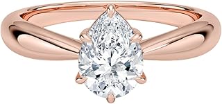 1 Ct IGI Certified Lab Grown Diamond Ring 10K 14K 18K Solid Gold Thea Tapered Solitaire Lab Grown Diamond Engagement Ring (E-F Color, VVS2 Clarity)