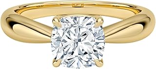 0.5-5 CT Cushion Cut IGI Certified Lab Grown Diamond Ring 10K 14K 18K Solid Gold Thea Tapered Solitaire Lab Grown Diamond Engagement Ring Christmas gift for Women (E-F Color, VVS2 Clarity)