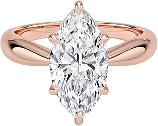 0.5-5 CT Marquise Cut IGI Certified Lab Grown Diamond Ring 10K 14K 18K Solid Gold Thea Tapered Solitaire Lab Grown Diamond Engagement Ring Christmas gift for Women (E-F Color, VVS2 Clarity)