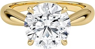 0.5-5 CT Round Cut IGI Certified Lab Grown Diamond Ring 10K 14K 18K Solid Gold Thea Tapered Solitaire Lab Grown Diamond Engagement Ring Christmas gift for Women (E-F Color, VVS2 Clarity)