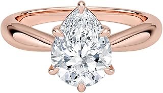 0.5-5 CT Pear Cut IGI Certified Lab Grown Diamond Ring 10K 14K 18K Solid Gold Thea Tapered Solitaire Lab Grown Diamond Engagement Ring Christmas gift for Women (E-F Color, VVS2 Clarity)