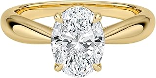 0.5-5 CT Oval Cut IGI Certified Lab Grown Diamond Ring 10K 14K 18K Solid Gold Thea Tapered Solitaire Lab Grown Diamond Engagement Ring Christmas gift for Women (E-F Color, VVS2 Clarity)