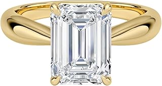 0.5-5 CT Emerald Cut IGI Certified Lab Grown Diamond Ring 10K 14K 18K Solid Gold Thea Tapered Solitaire Lab Grown Diamond Engagement Ring Christmas gift for Women (E-F Color, VVS2 Clarity)