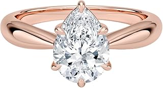 1.5 Ct IGI Certified Lab Grown Diamond Ring 10K 14K 18K Solid Gold Thea Tapered Solitaire Lab Grown Diamond Engagement Ring (E-F Color, VVS2 Clarity)